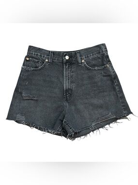BDG Urban Outfitters A-Line Raw Hem Distressed Denim Jean Shorts Black Women 28